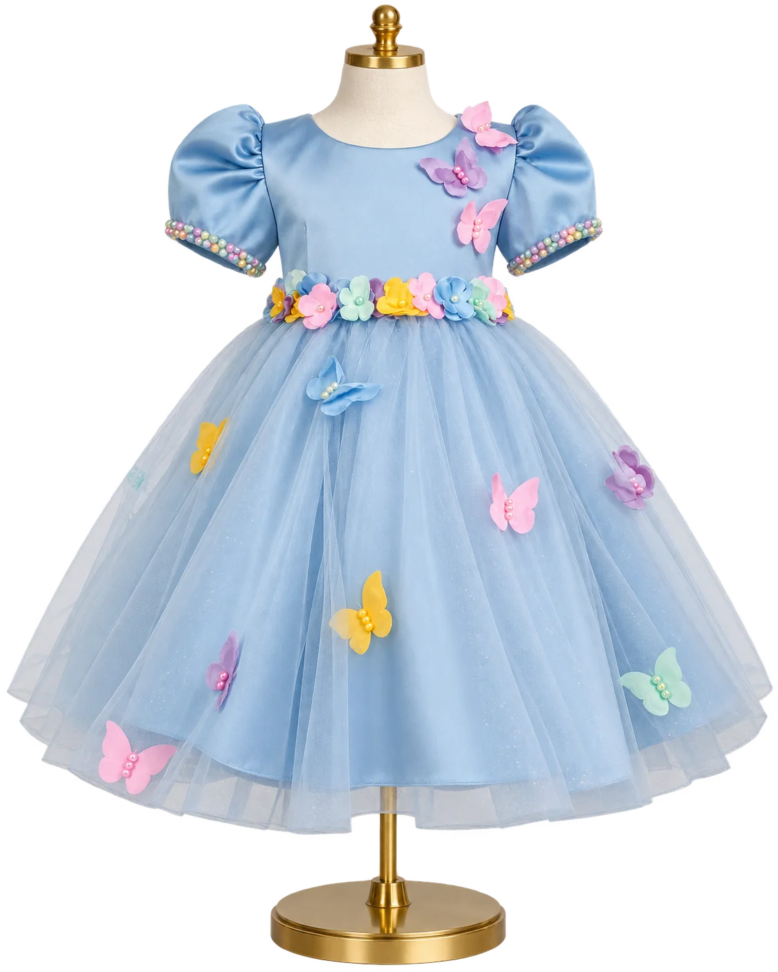 Vestido Azul Borboletas em Voo