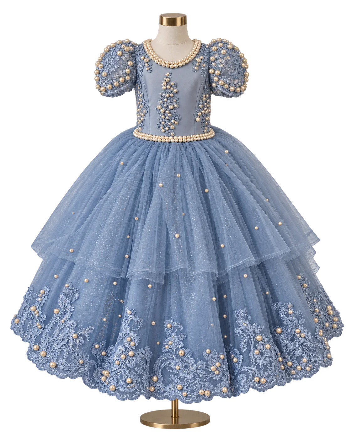 Vestido Azul Serenata de Pérolas